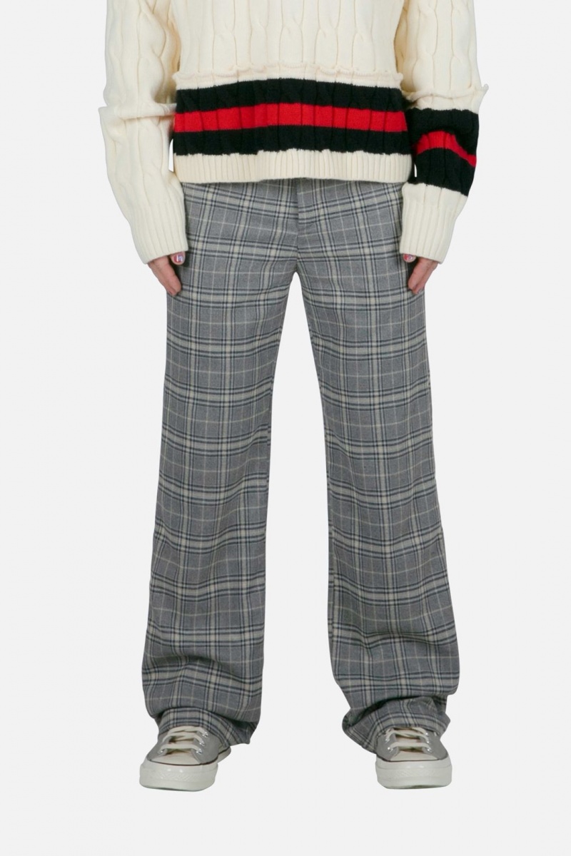 Pants & Chinos Mnml Plaid Baggy Trouser Grise  | YLO-5144264