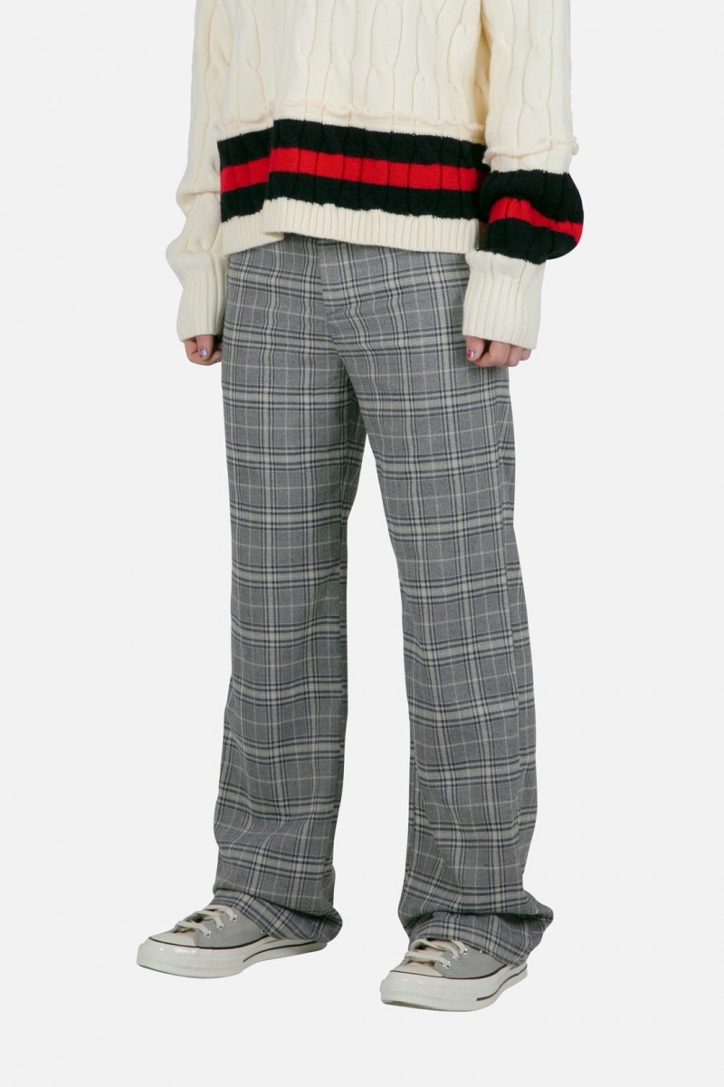 Pants & Chinos Mnml Plaid Baggy Trouser Grise  | YLO-5144264