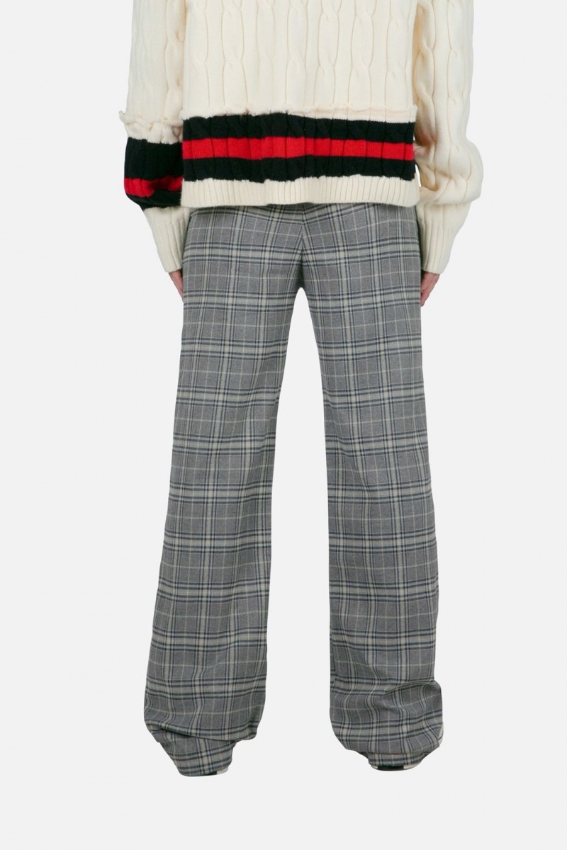 Pants & Chinos Mnml Plaid Baggy Trouser Grise  | YLO-5144264