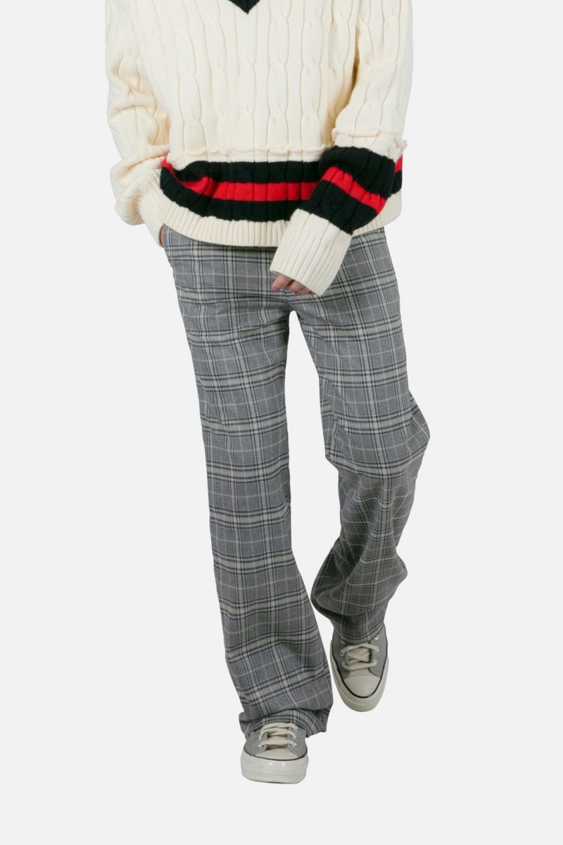 Pants & Chinos Mnml Plaid Baggy Trouser Grise  | YLO-5144264