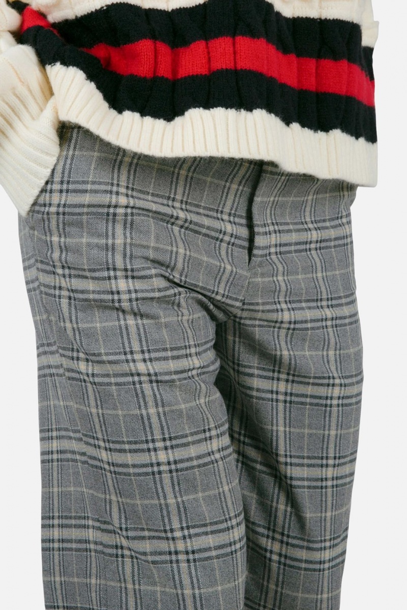 Pants & Chinos Mnml Plaid Baggy Trouser Grise  | YLO-5144264