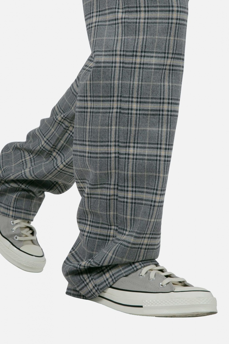 Pants & Chinos Mnml Plaid Baggy Trouser Grise  | YLO-5144264