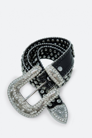 Ceintures Mnml Allover Rhinestone Studded Belt Noir  | CID-4319700