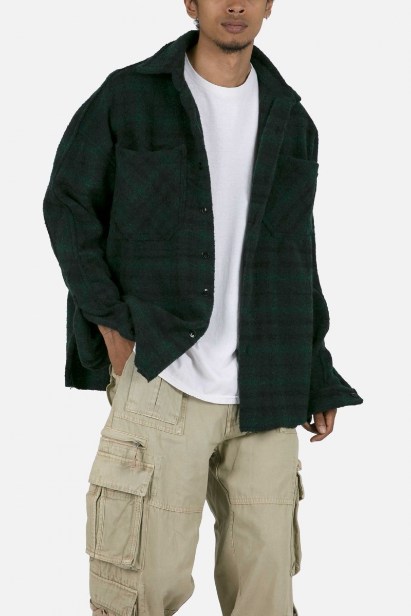 Chemises Mnml Heavyweight Woven Flannel Navy/Green Homme | EQL-0044708