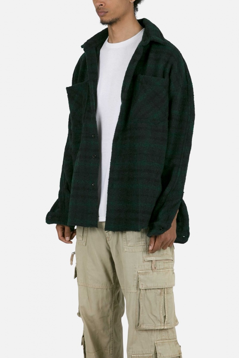 Chemises Mnml Heavyweight Woven Flannel Navy/Green Homme | EQL-0044708