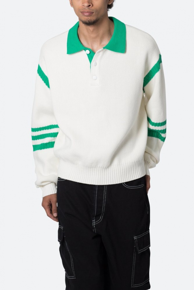 Sweats Mnml Polo Knit Pull Green/White  | SGI-3555831