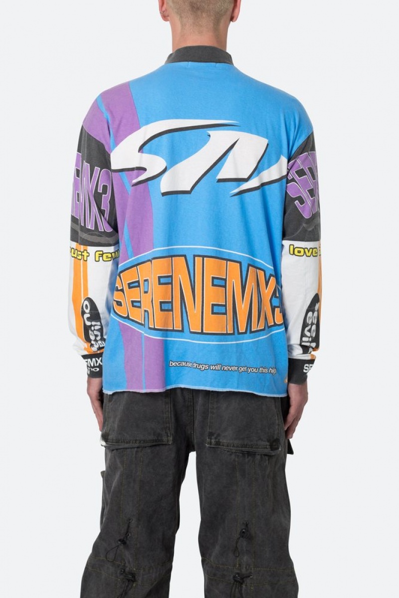 L/S Tees Mnml Mock Neck Motocross L/S Tee Blue/Multi  | JQW-3808099