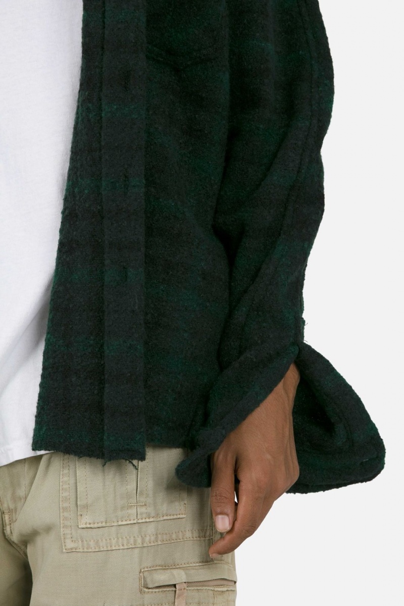 Chemises Mnml Heavyweight Woven Flannel Navy/Green Homme | EQL-0044708