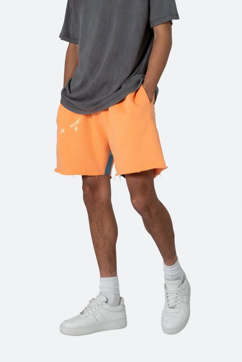 Short Mnml Contrast Paneled Sweatshorts Orange  | OOC-5943349