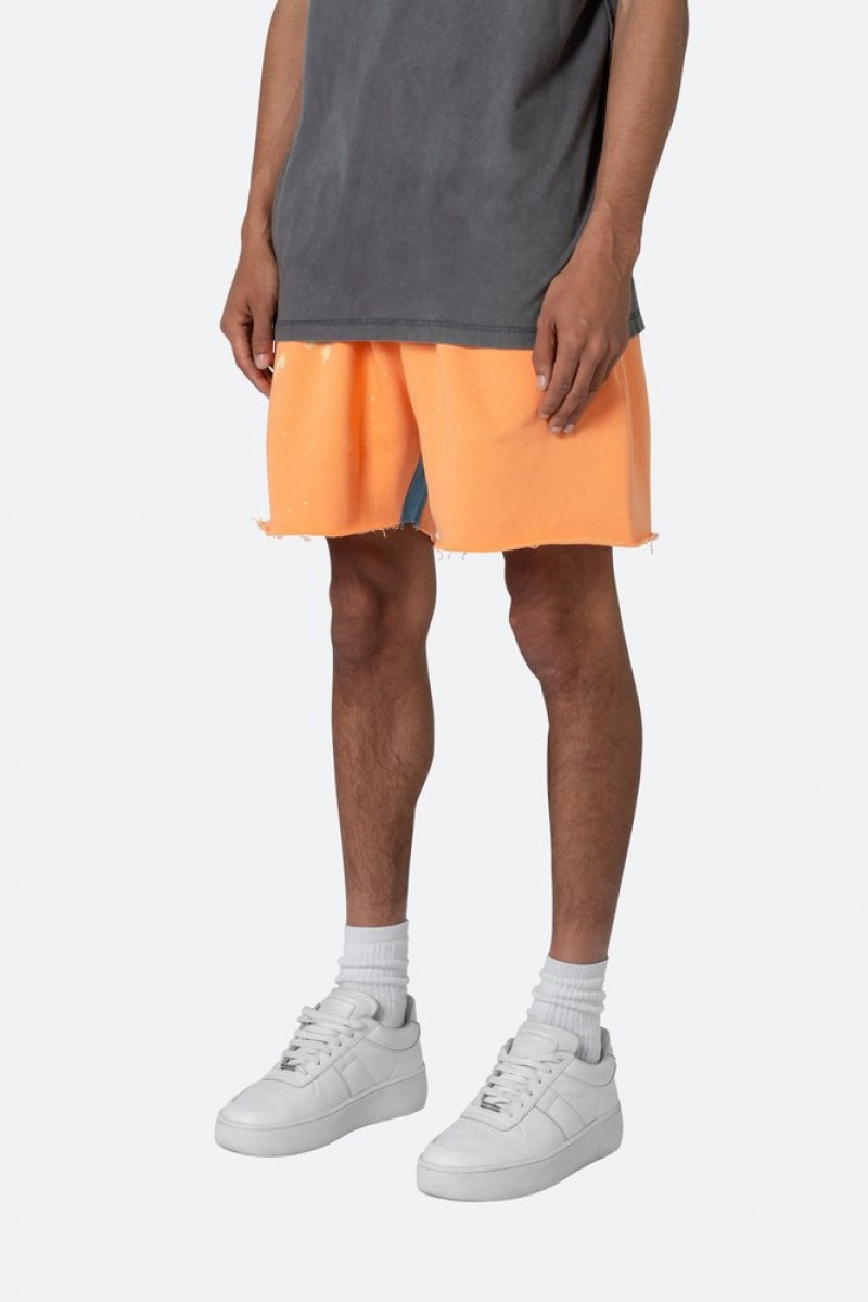 Short Mnml Contrast Paneled Sweatshorts Orange  | OOC-5943349