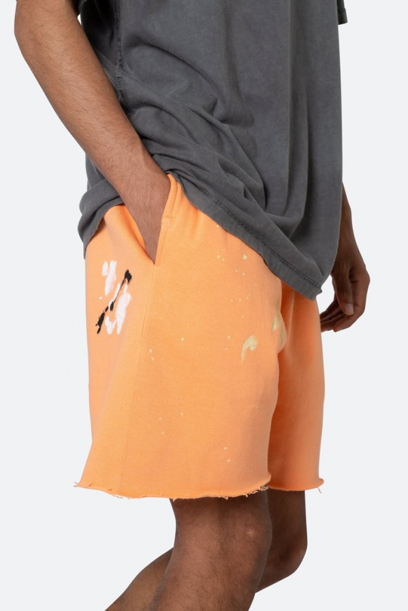 Short Mnml Contrast Paneled Sweatshorts Orange  | OOC-5943349