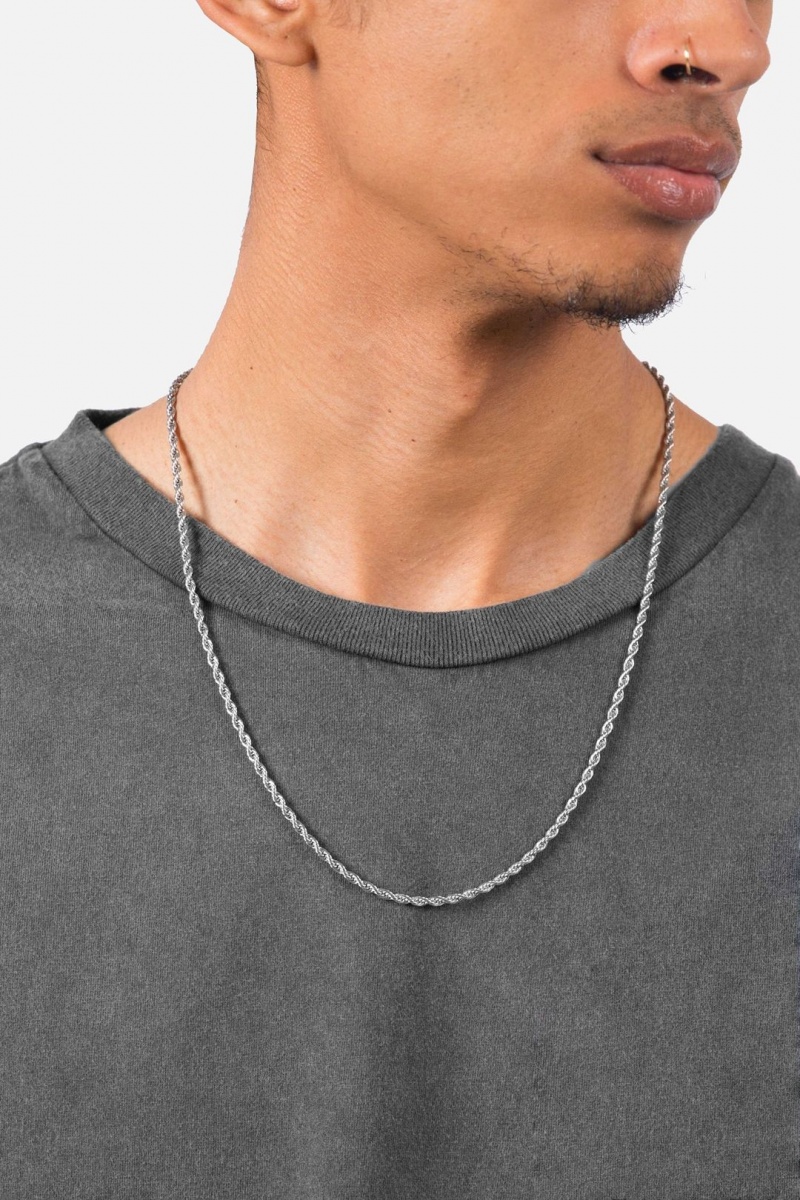 Bijoux Mnml A3 Long Rope Chain Argent Homme | XZO-2981877