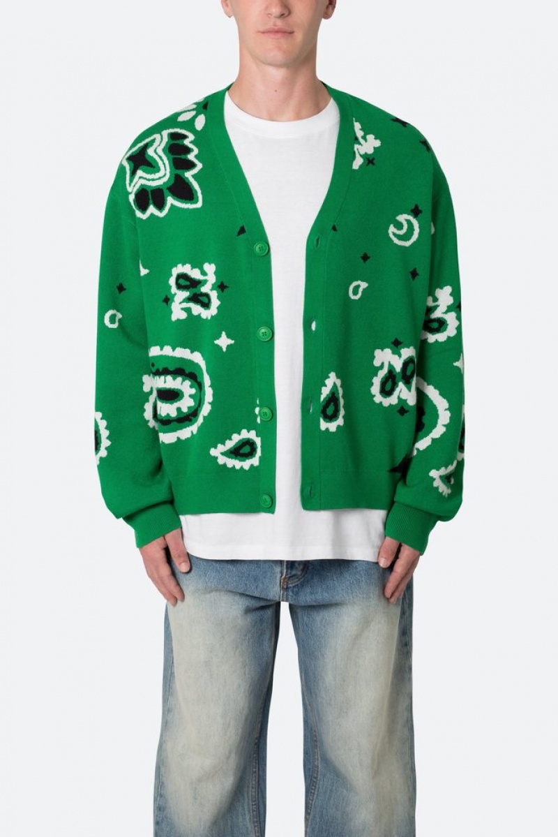 Sweats Mnml Paisley Cardigan Pull Vert  | BKY-4463012