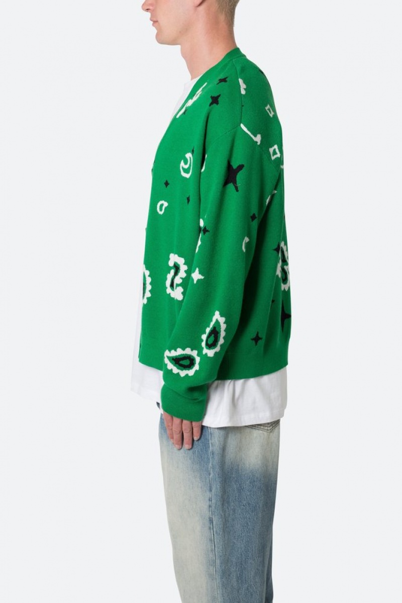 Sweats Mnml Paisley Cardigan Pull Vert  | BKY-4463012