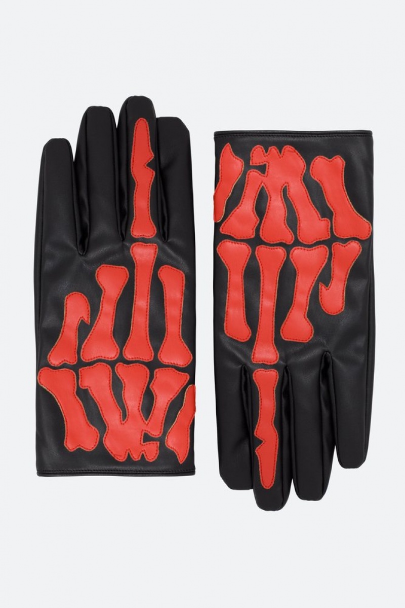 Gant Mnml Skeleton Gloves Black/Red  | WDV-7609864