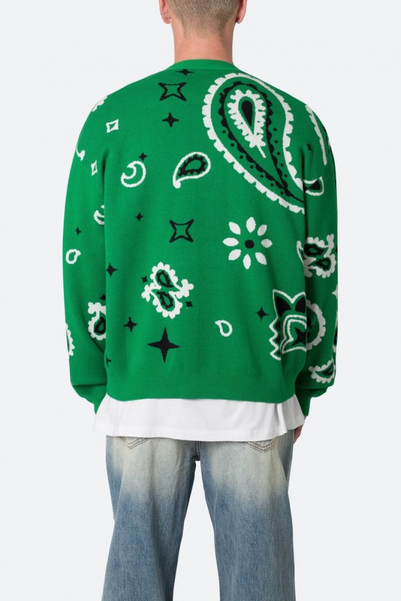 Sweats Mnml Paisley Cardigan Pull Vert  | BKY-4463012