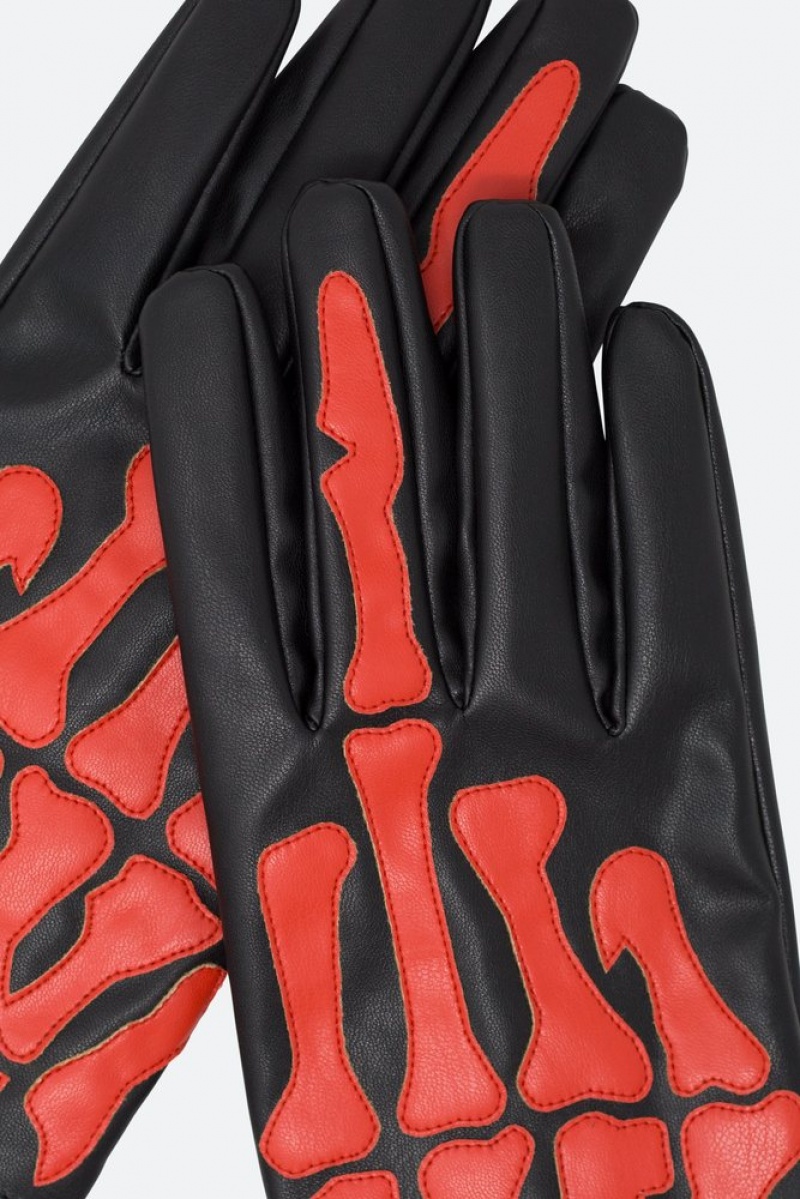 Gant Mnml Skeleton Gloves Black/Red  | WDV-7609864