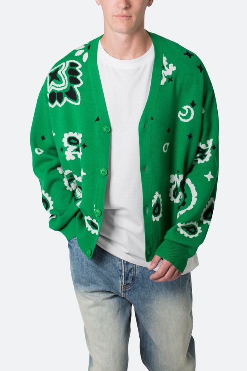 Sweats Mnml Paisley Cardigan Pull Vert  | BKY-4463012