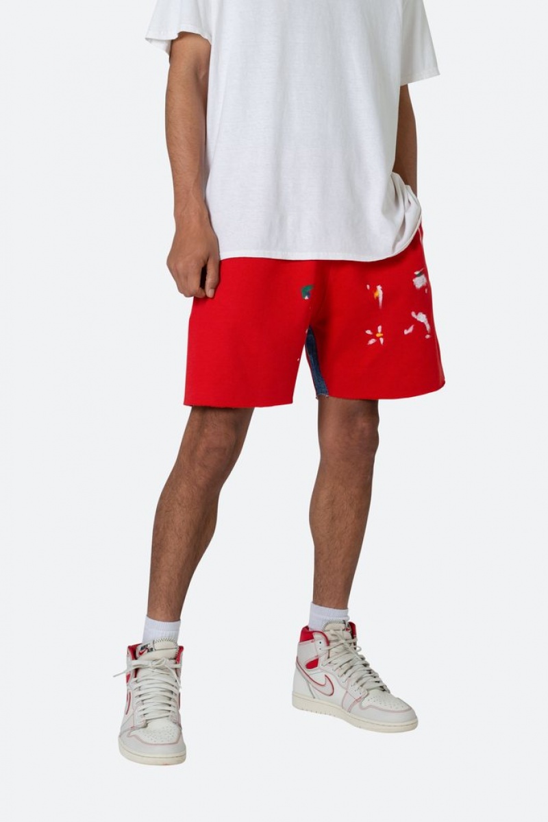 Short Mnml Contrast Paneled Sweatshorts Rouge  | FUX-0443156