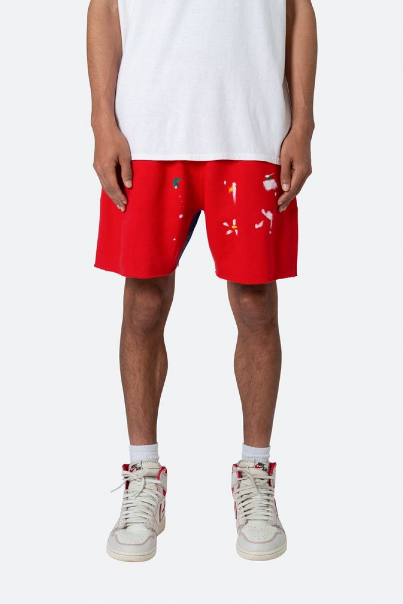 Short Mnml Contrast Paneled Sweatshorts Rouge  | FUX-0443156