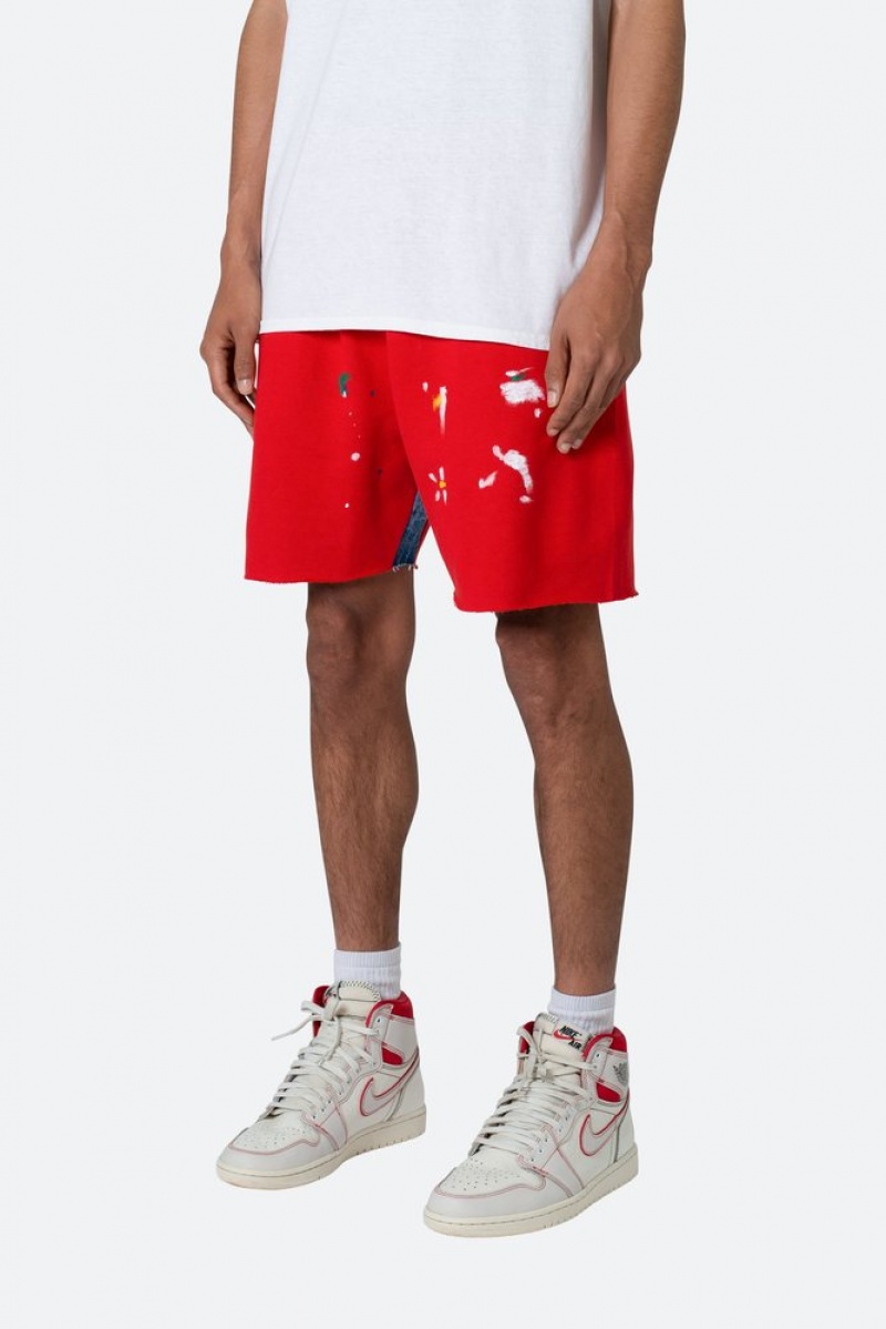 Short Mnml Contrast Paneled Sweatshorts Rouge  | FUX-0443156