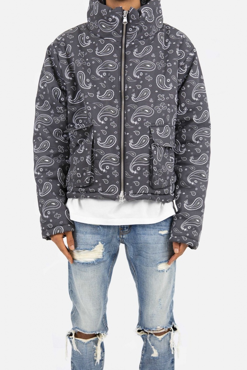 Vestes Mnml Paisley Cropped Puffer Noir Homme | GZS-4120725