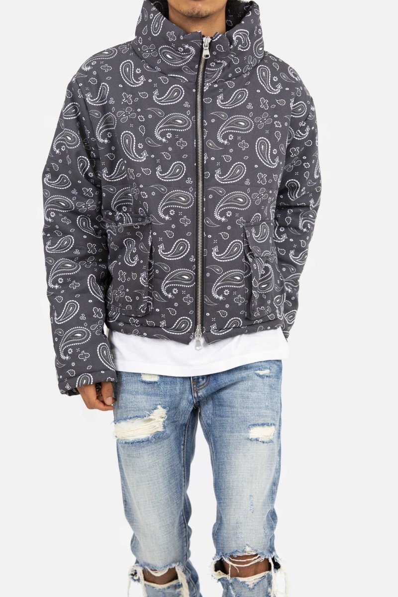 Vestes Mnml Paisley Cropped Puffer Noir Homme | GZS-4120725