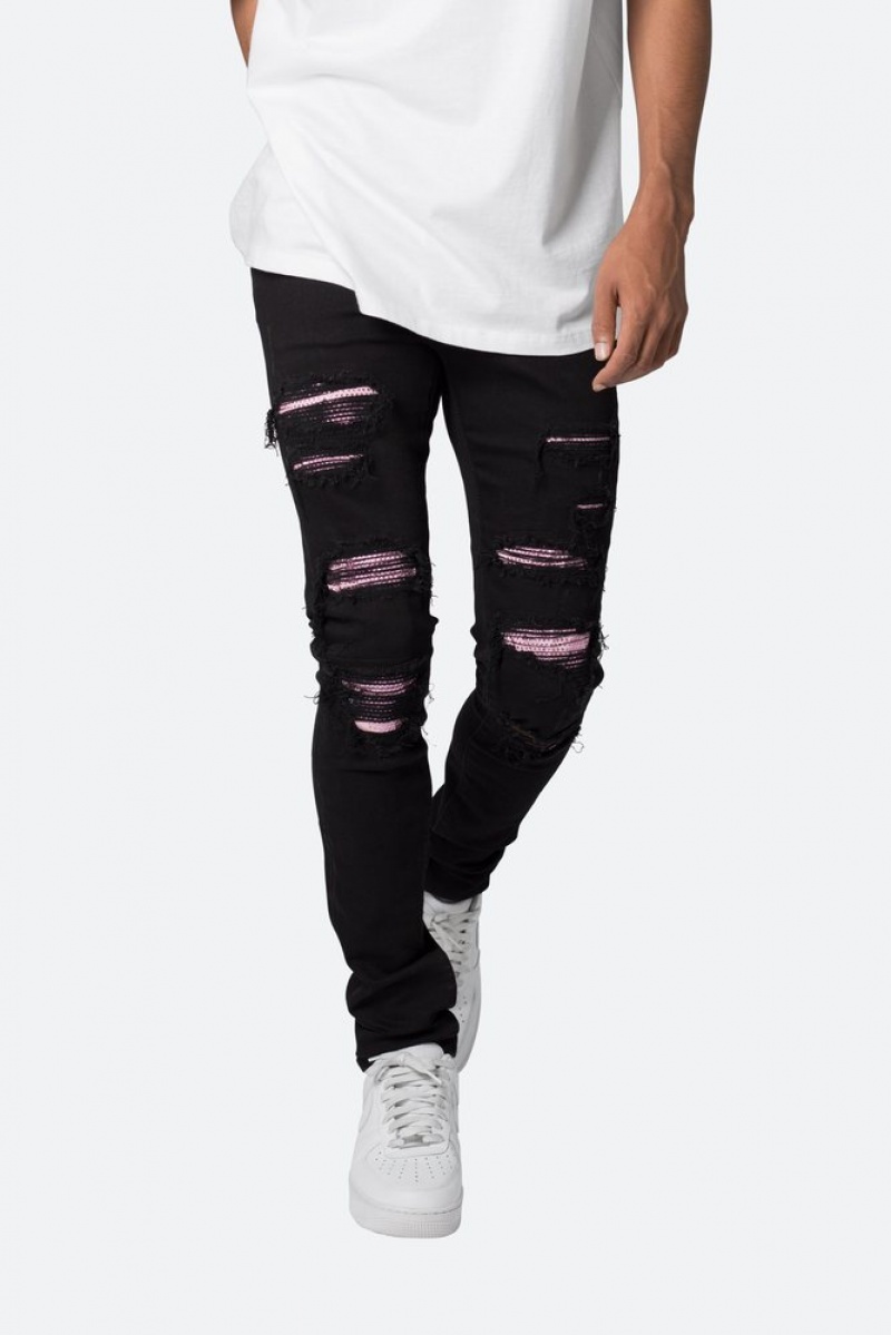 Skinny Denim Mnml X555 Crystal Mince Denim Black/Pink  | HYH-4533009