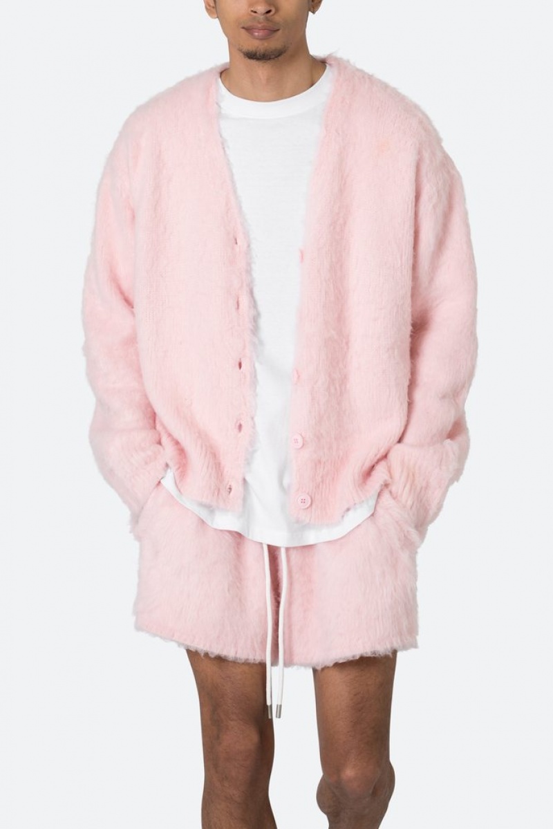 Sweats Mnml Fuzzy Cardigan Pull Rose  | ODH-9930622