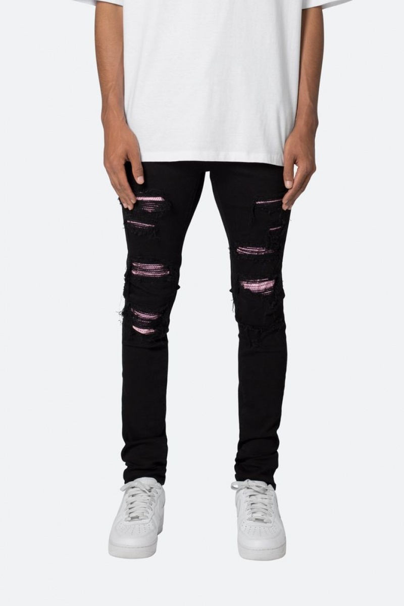 Skinny Denim Mnml X555 Crystal Mince Denim Black/Pink  | HYH-4533009