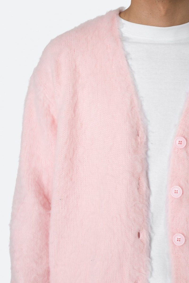 Sweats Mnml Fuzzy Cardigan Pull Rose  | ODH-9930622