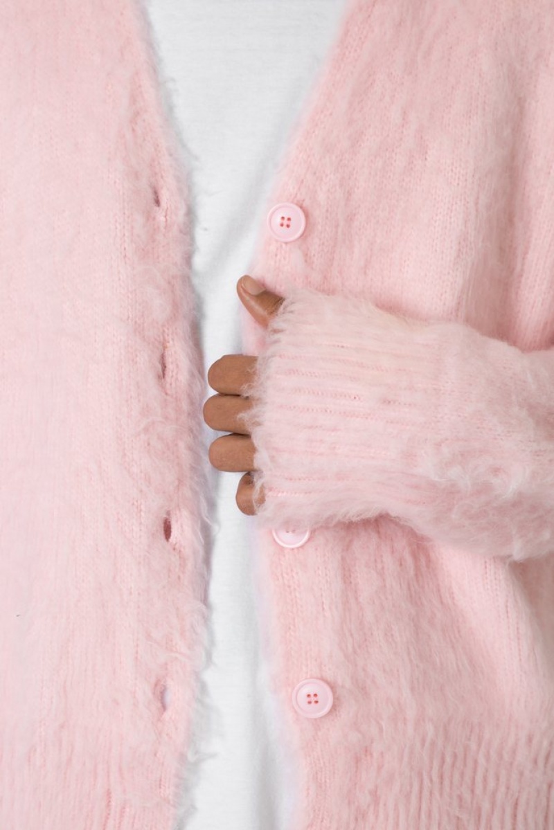 Sweats Mnml Fuzzy Cardigan Pull Rose  | ODH-9930622