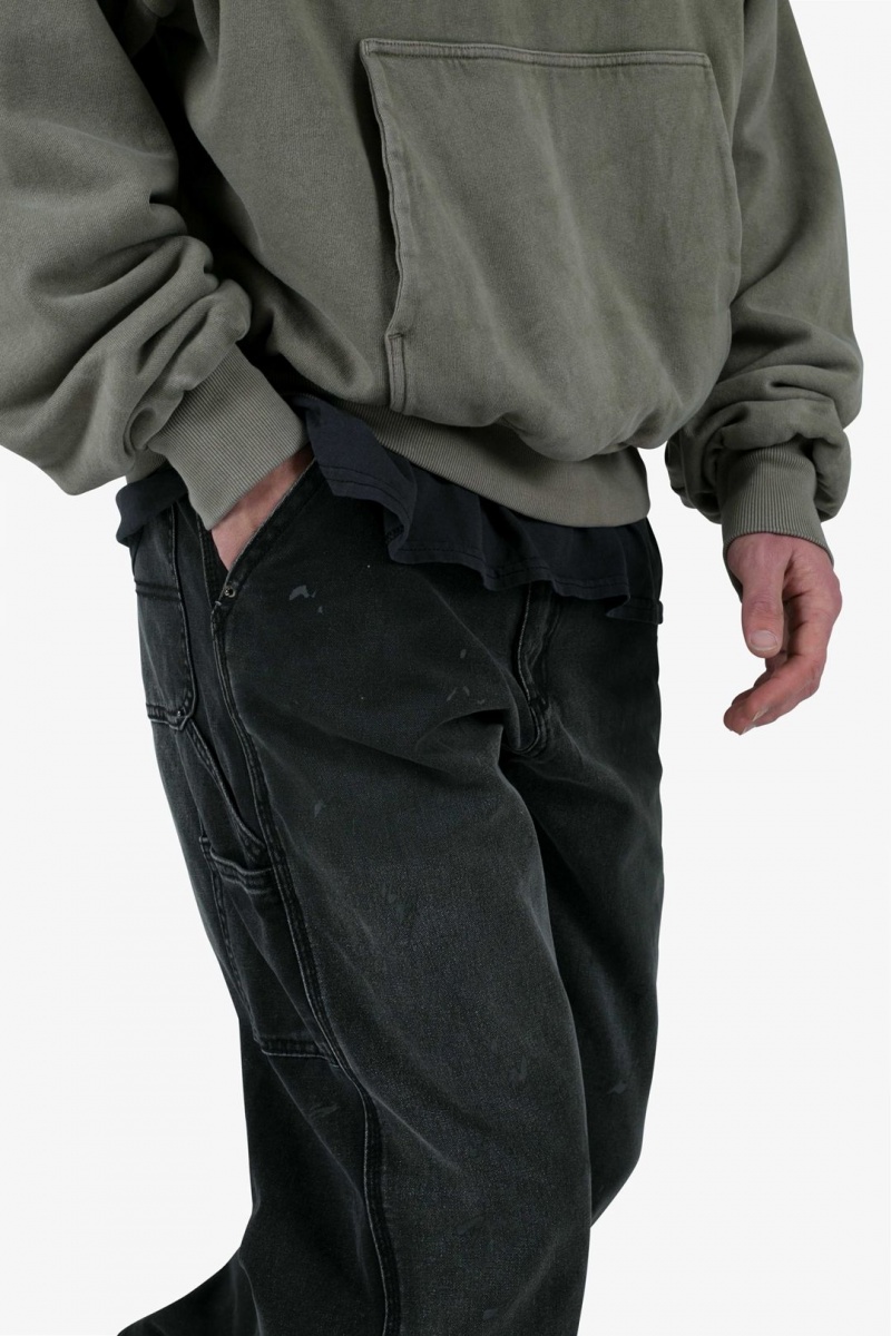 Baggy Denim Mnml Vintage Travail Pants Noir  | OEQ-9999739