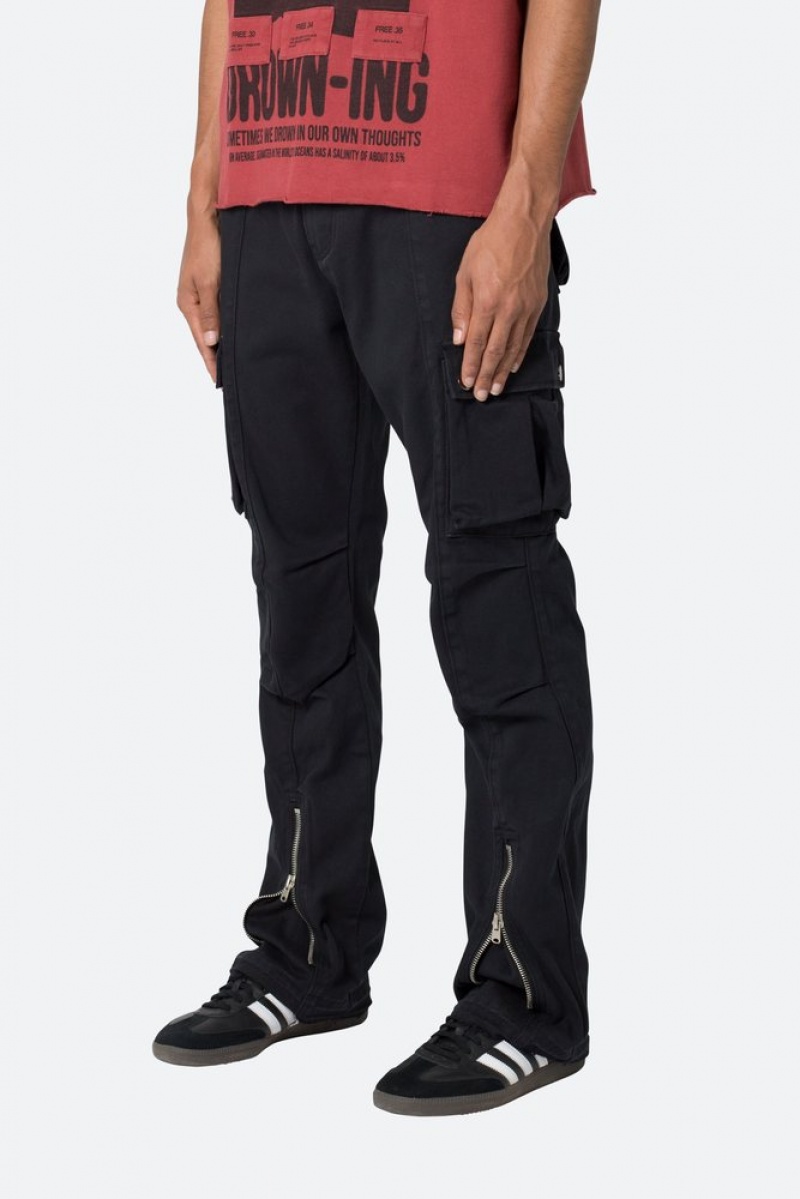 Cargos Mnml Front Zip Flare Cargo Pants Noir  | DZX-4501353