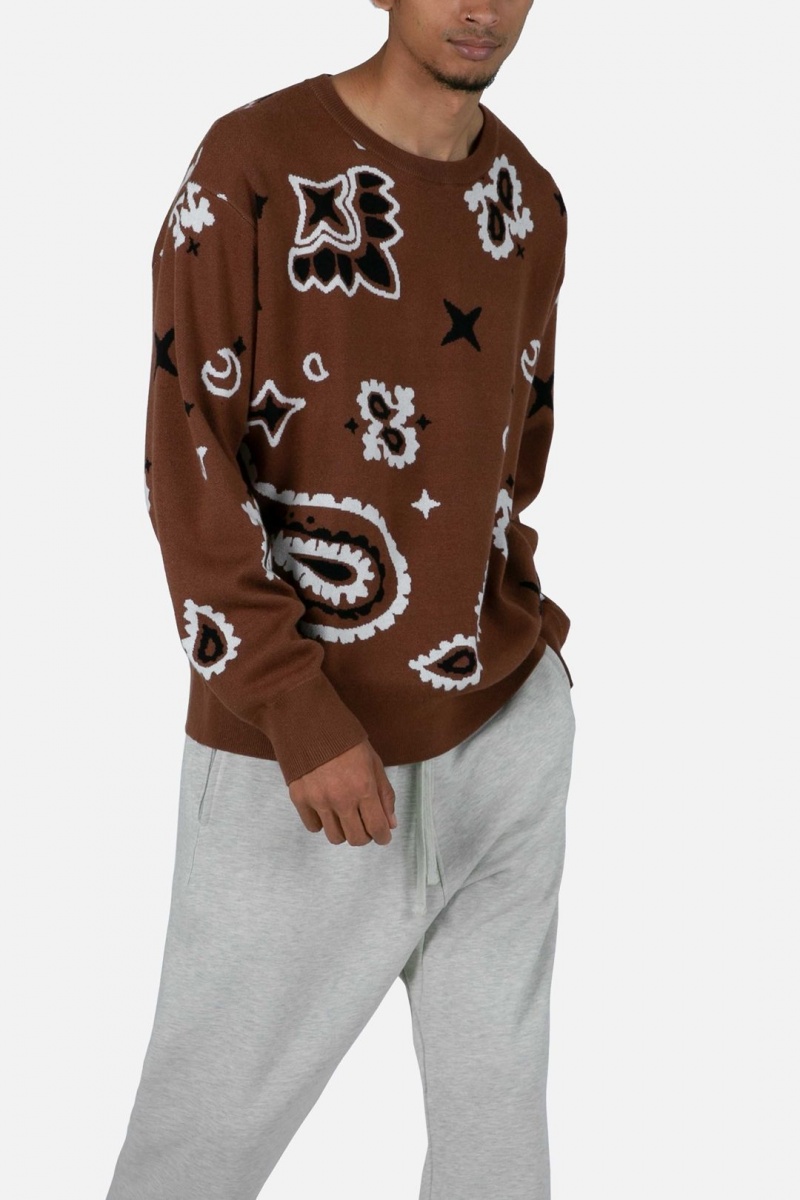 Sweats Mnml Paisley Knit Pull Marron  | WUJ-9021815