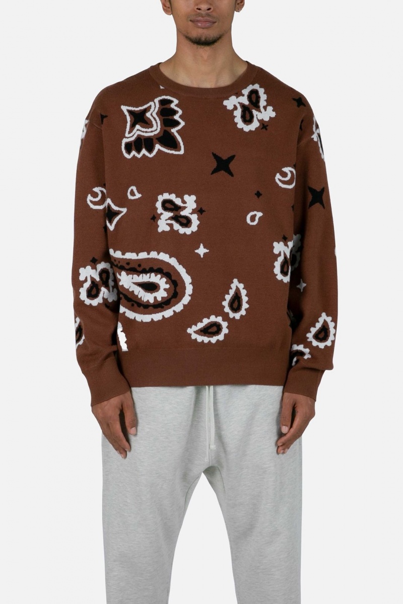 Sweats Mnml Paisley Knit Pull Marron  | WUJ-9021815