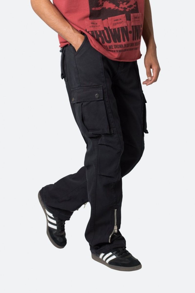 Cargos Mnml Front Zip Flare Cargo Pants Noir  | DZX-4501353