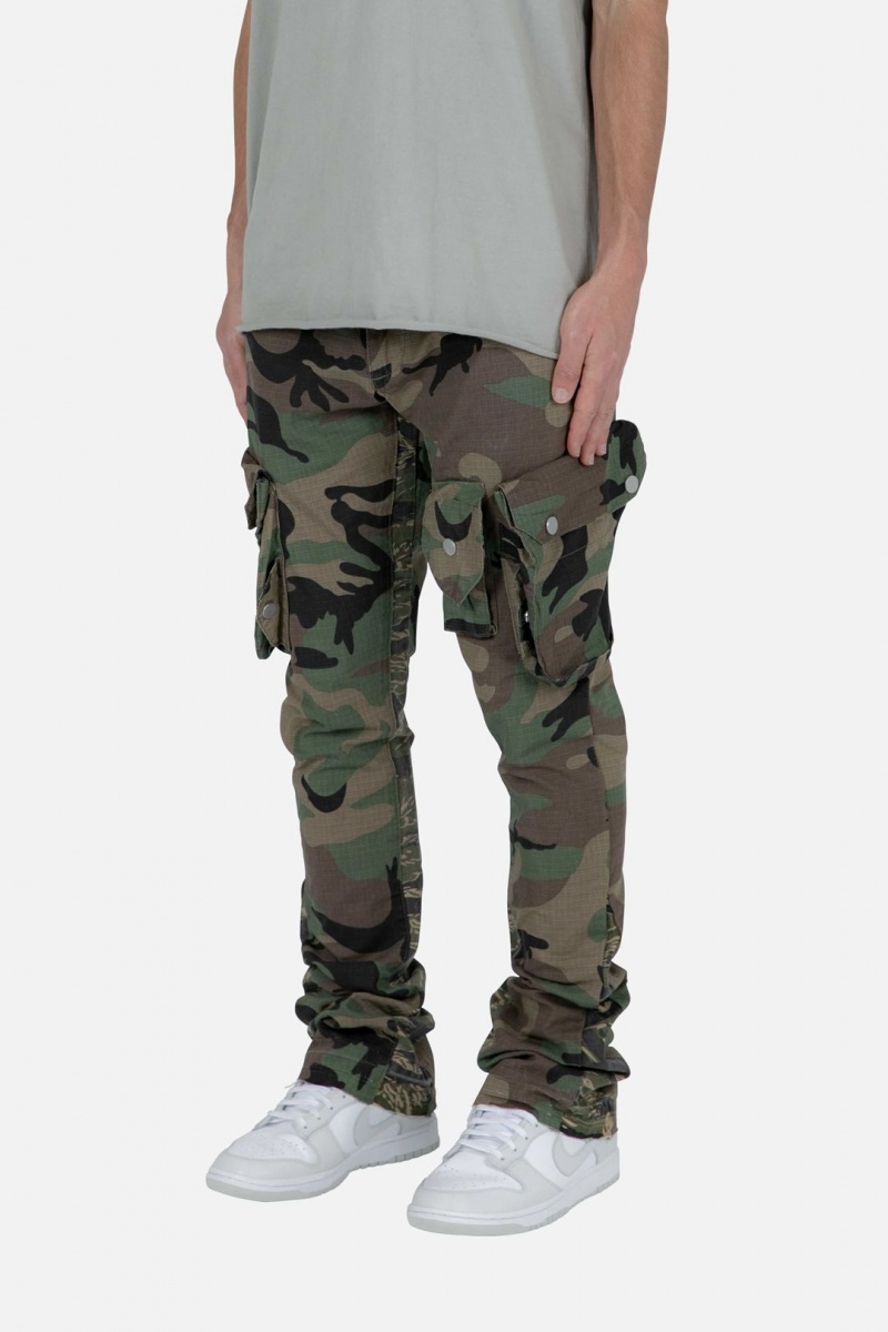 Flare Denim Mnml Patch Pocket Flare Cargo Pants Camouflage Homme | TRB-3448200