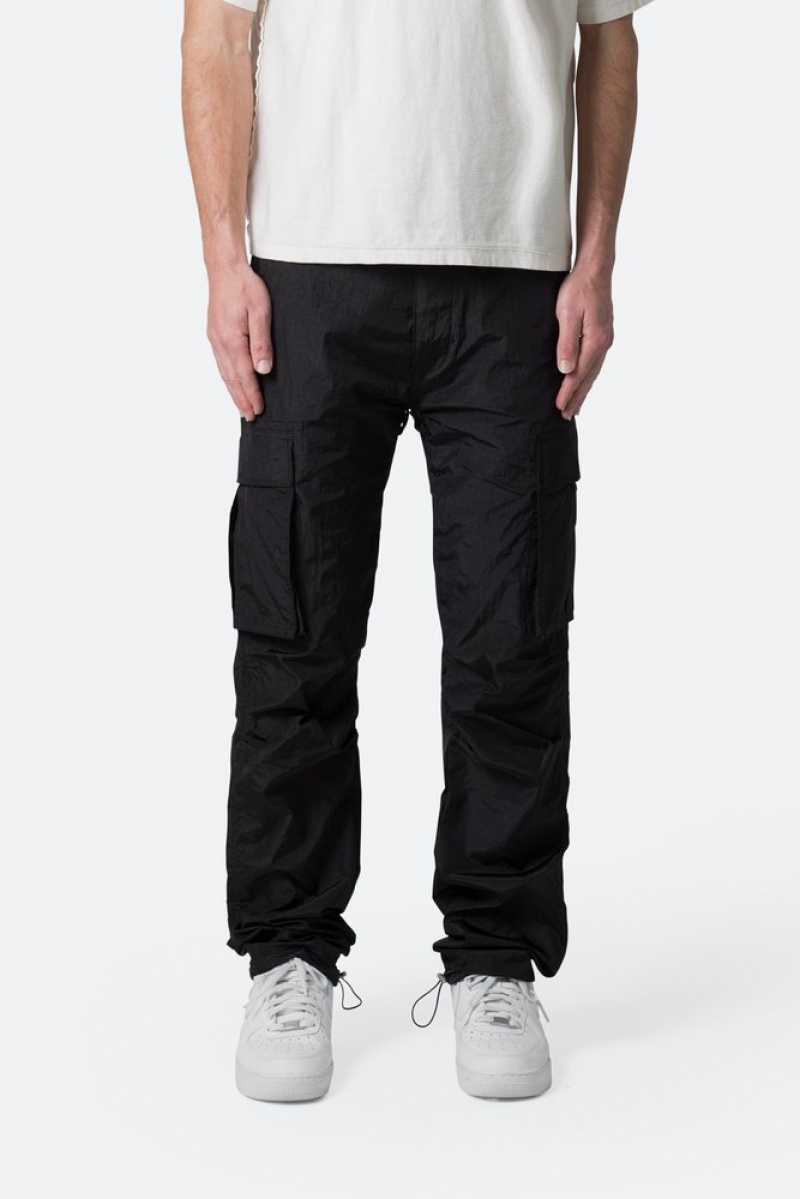 Baggy Denim Mnml Crinkle Cargo Pants Noir  | BSM-7698818