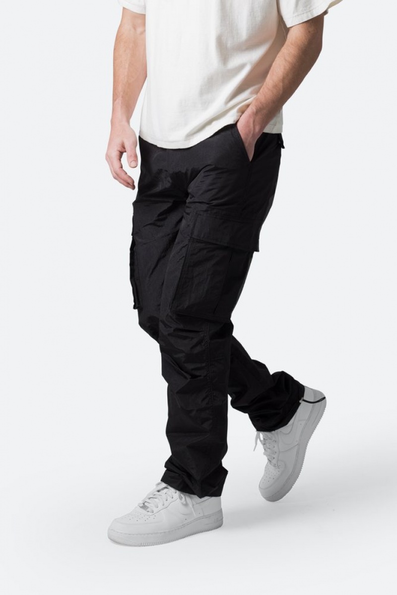 Baggy Denim Mnml Crinkle Cargo Pants Noir  | BSM-7698818