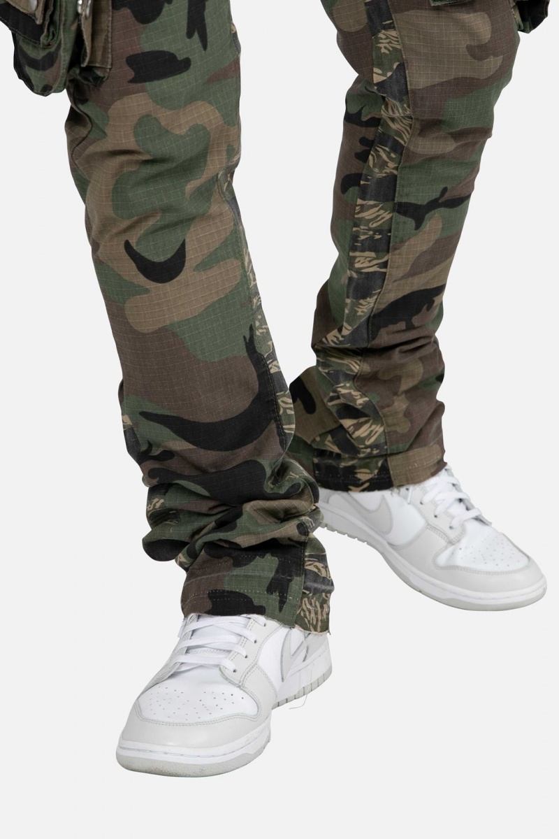 Flare Denim Mnml Patch Pocket Flare Cargo Pants Camouflage Homme | TRB-3448200