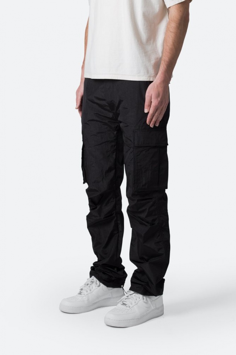 Baggy Denim Mnml Crinkle Cargo Pants Noir  | BSM-7698818