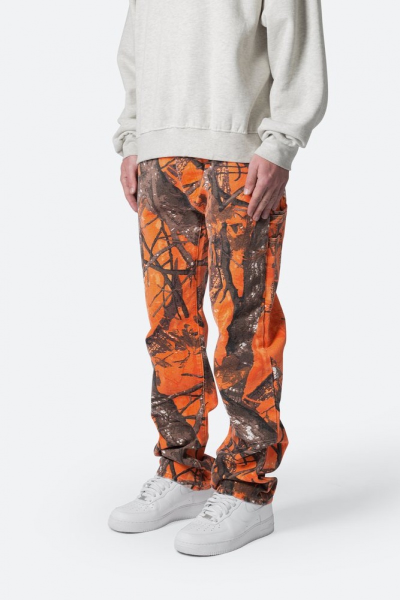 Baggy Denim Mnml V603 Camo Carpenter Pants Orange  | SHW-8895937