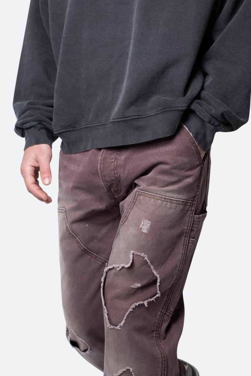 Baggy Denim Mnml V602 Thrashed Carpenter Pants Marron  | AVN-1757730