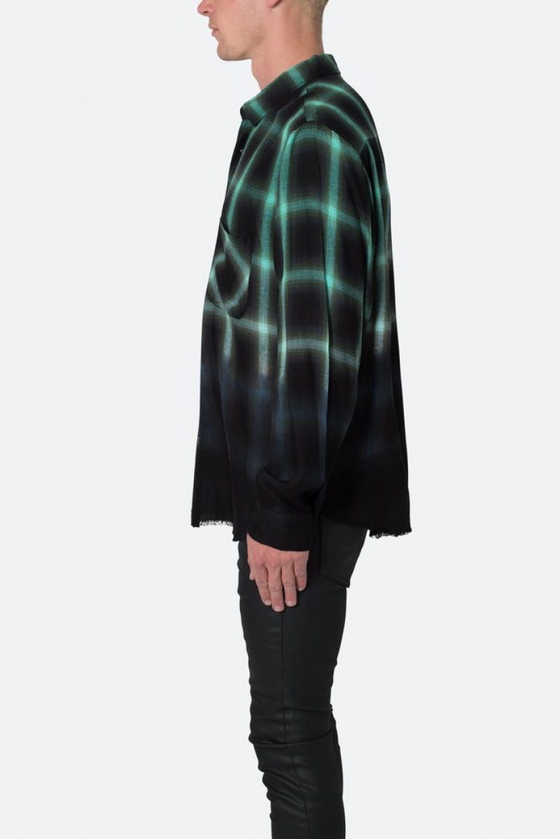 Chemises Mnml Ombre Flannel Shirt Black/Green  | GNZ-9467145