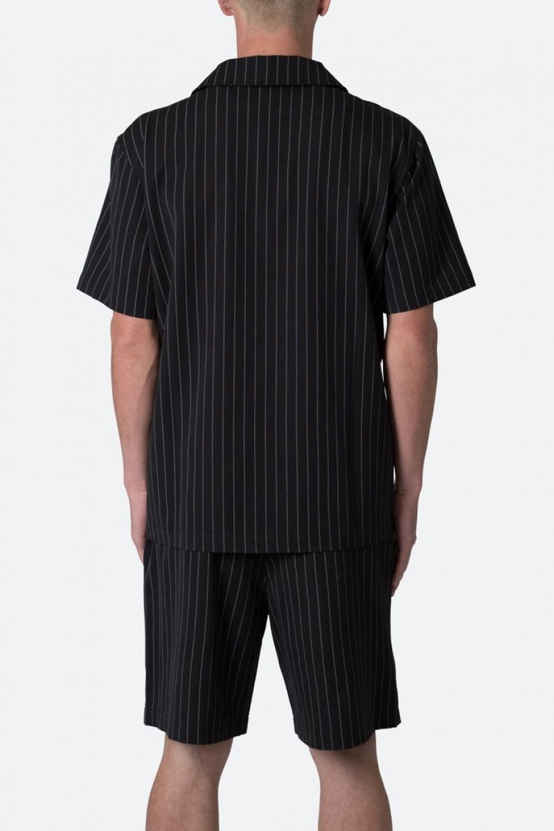 Chemises Mnml Pinstripe Corta Sleeve Shirt Noir  | GMW-5638388