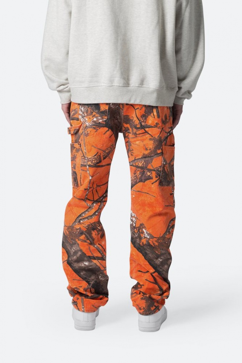 Baggy Denim Mnml V603 Camo Carpenter Pants Orange  | SHW-8895937