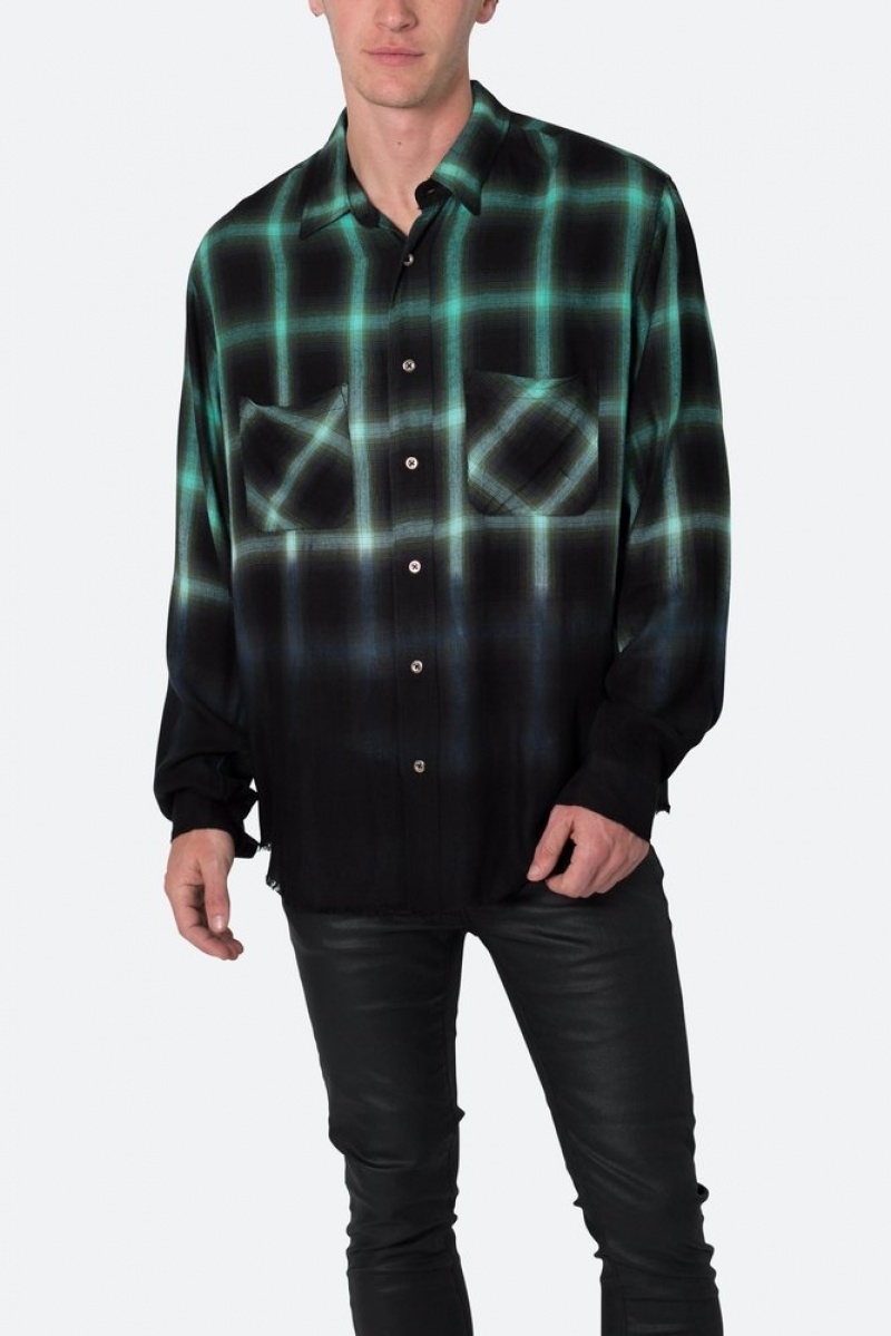 Chemises Mnml Ombre Flannel Shirt Black/Green  | GNZ-9467145