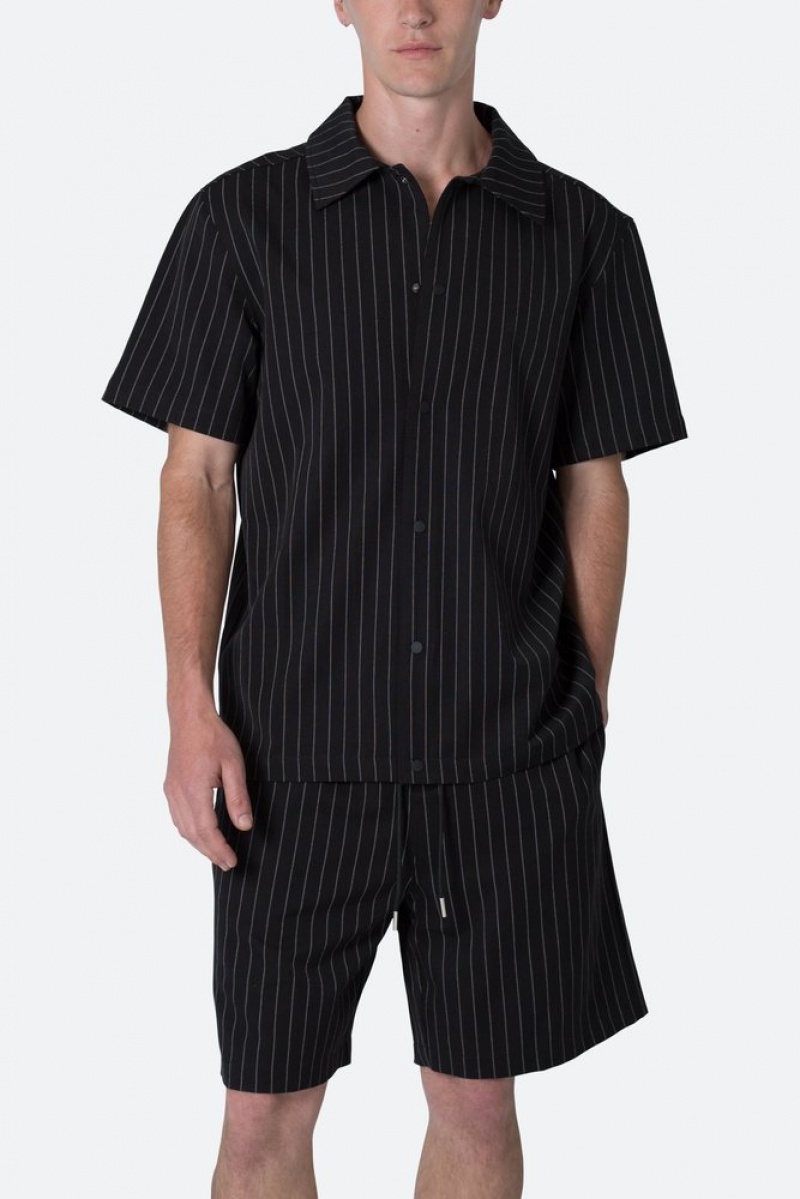 Chemises Mnml Pinstripe Corta Sleeve Shirt Noir  | GMW-5638388