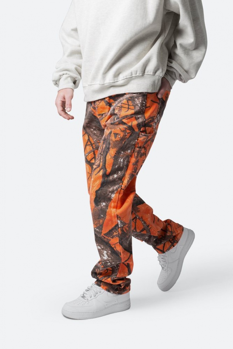 Baggy Denim Mnml V603 Camo Carpenter Pants Orange  | SHW-8895937